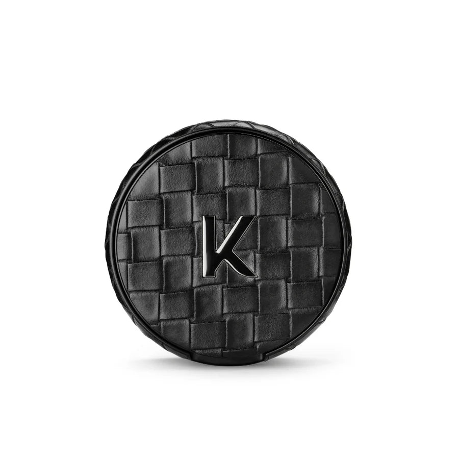 Black Kelly white leather snus storage container women