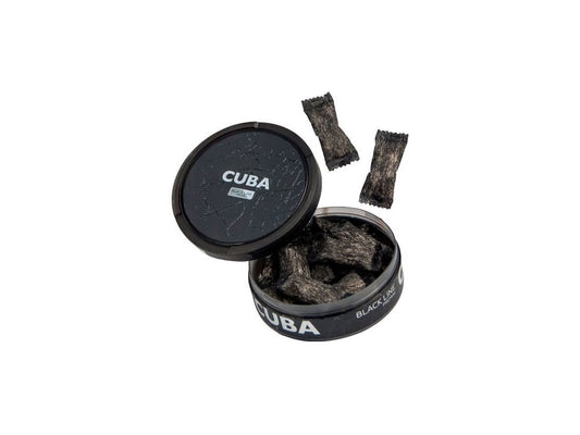 The unique black pouch nicotine pouches by cuba which are infamous for there colour and nicotine strength.