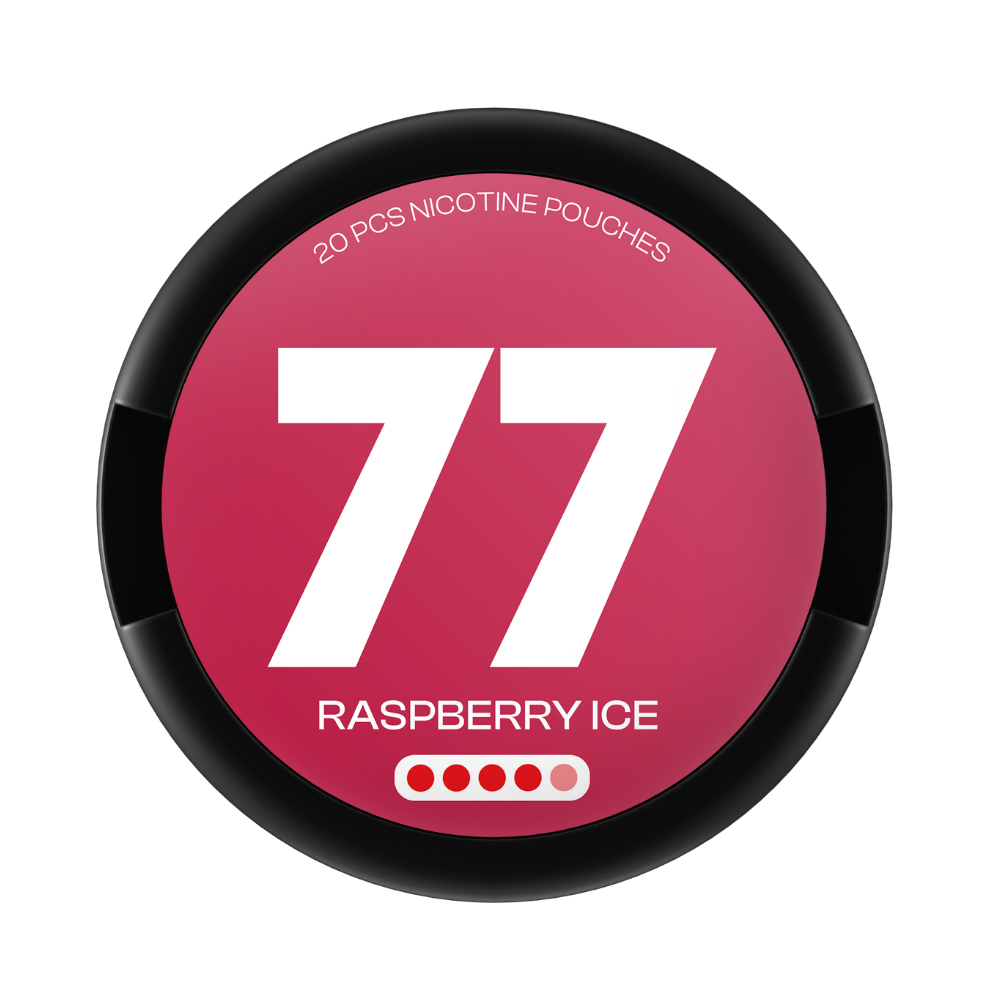 77 Raspberry Ice nicotine pouches 15.6mg