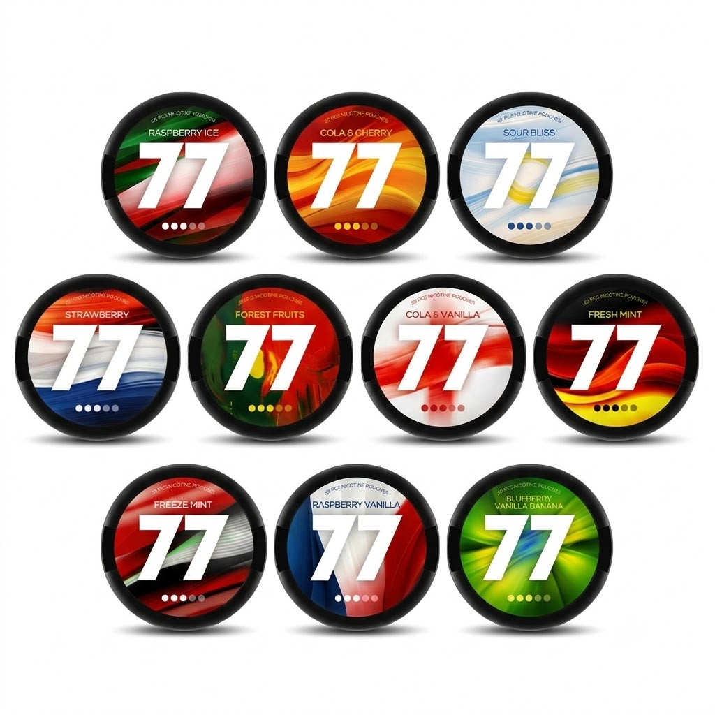 77 football nicotine pouches 10 flavours 