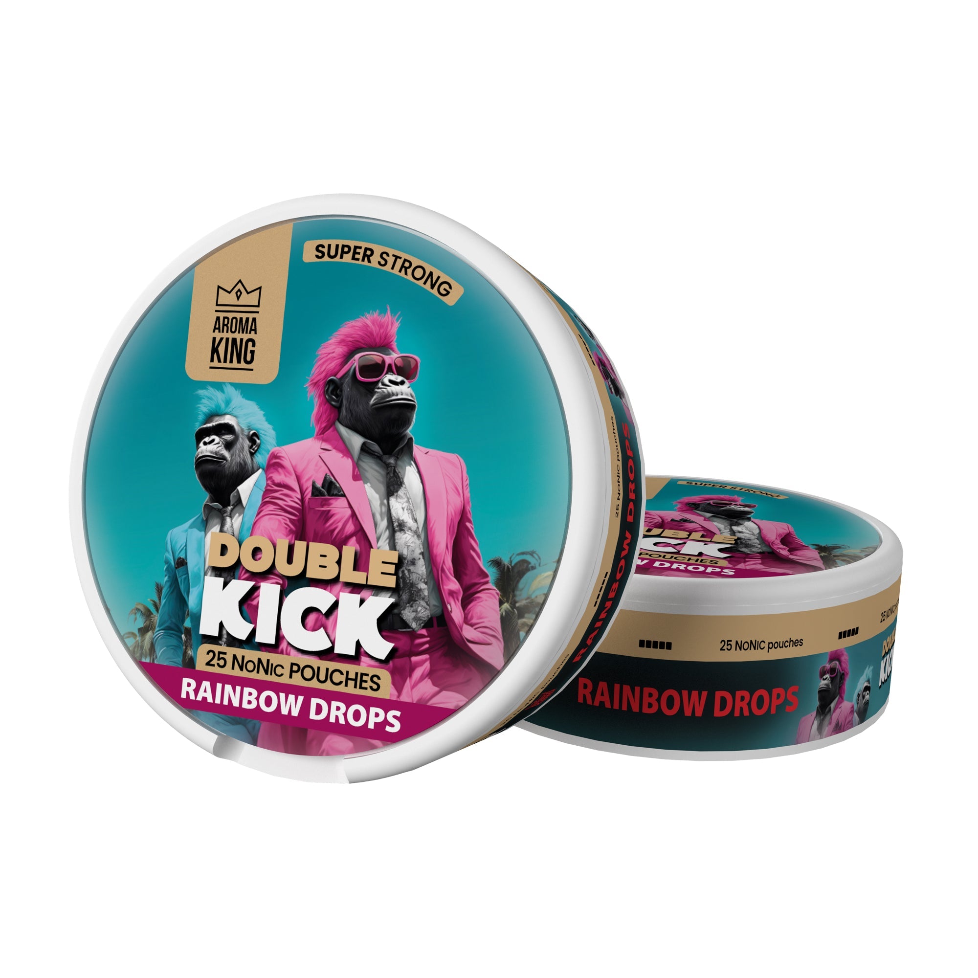 Aroma King Double Kick NoNic Rainbow Drops pouches
