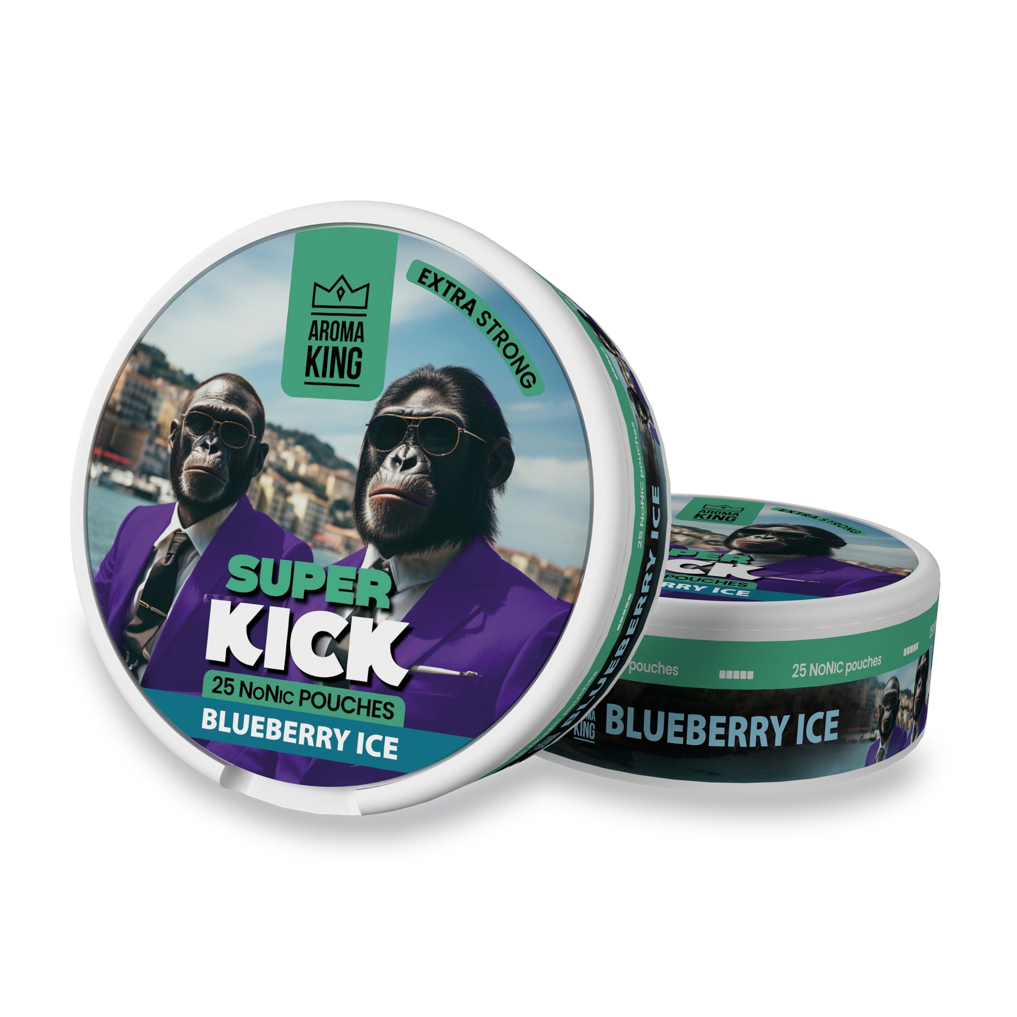 Aroma King Super Kick NoNic Blueberry Ice pouches