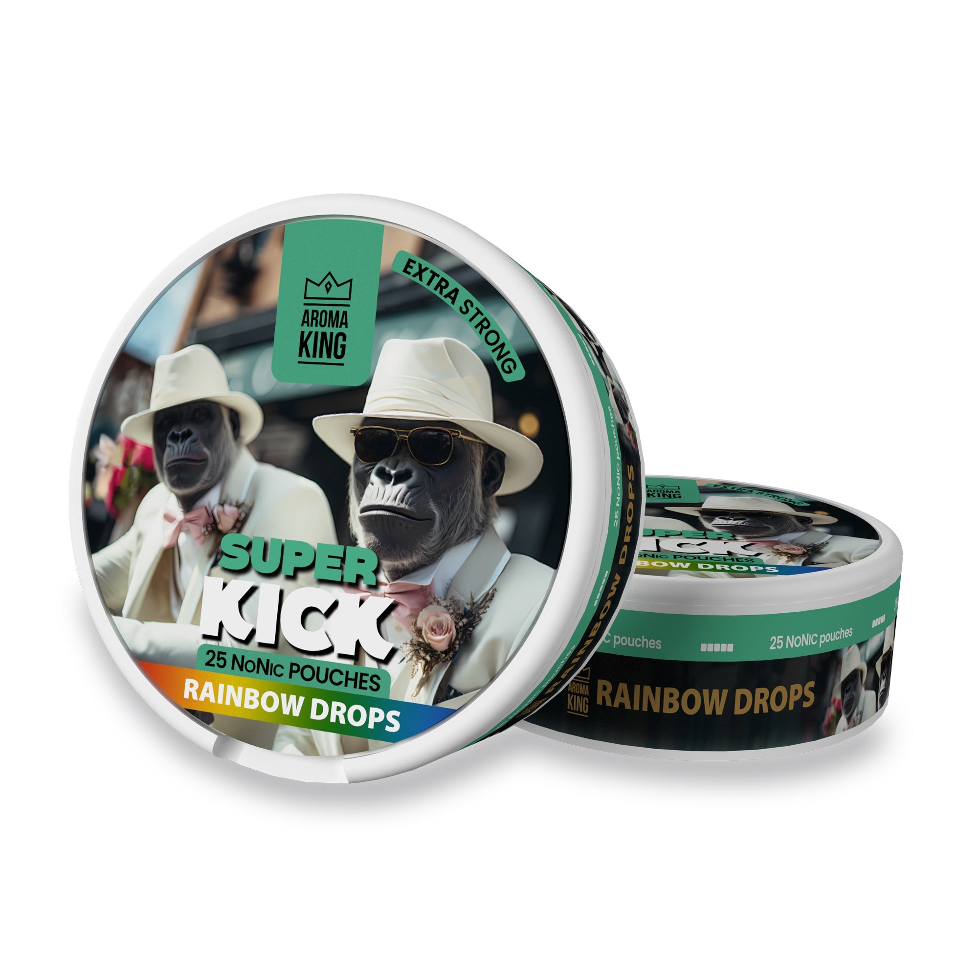 Aroma King Super Kick NoNic Rainbow Drops pouches